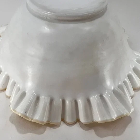 VTG Fenton Honey Amber Floral Butterfly 7224 Brides Bowl 10" Ruffled Edge 80's